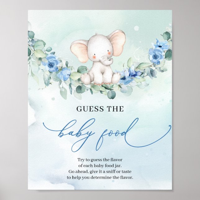 Poster Flor azul-elefante giro adivinha jogo de Comida be (Frente)