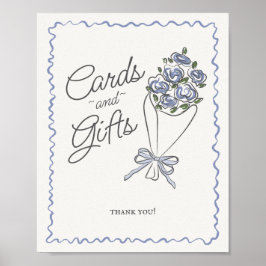 Poster Flor azul Mercado de Flores Cartões Florais e Pres