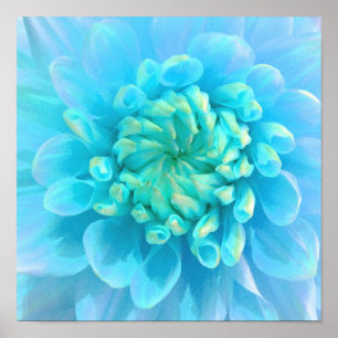 Póster Flor azul-turquesa em aquarela