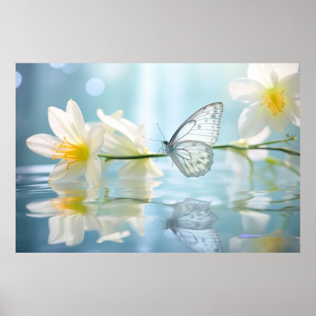 Poster Flor-Borboleta Natureza Serena Tranquil (Frente)