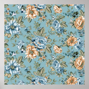 Poster Flor botânica de cor aquosa sem costura, com