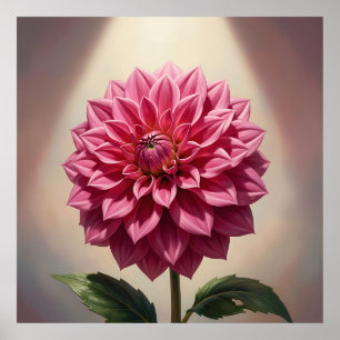Poster Flor Botânica de Dália Rosa