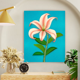 Poster Flor Botânica Tiger Lily Solteiro em Azul