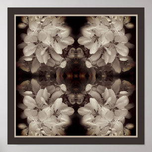 Poster Flor Brilhante Abstrato preto e branco