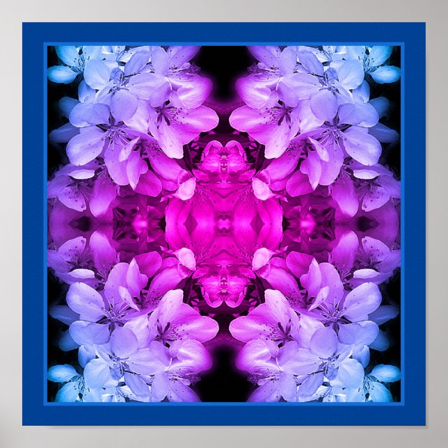 Poster Flor Brilhante Abstrato preto-e-branco (Frente)