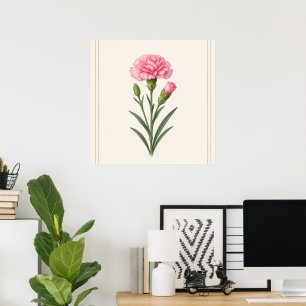 Poster Flor Carnation Botânica de Janeiro