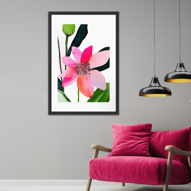Poster Flor Contemporânea Colorida não emoldurada (Add a pop of color to your room with this striking floral print.)