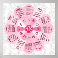 Flor Cor-de-Rosa Arredondada Única para Calendário