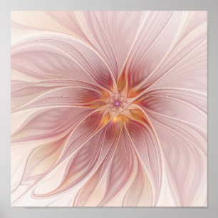 Póster Flor Cor-de-rosa macio Sonho Abstrato Moderna Flor