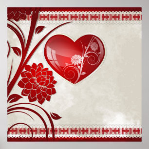 Poster Flor Coração