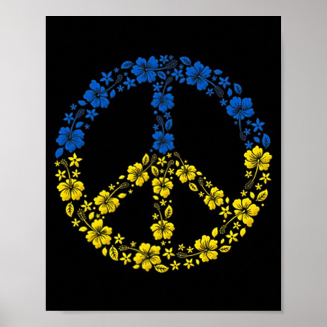 Poster Flor da Paz Ucrânia I Stand Com Bandeira Da Ucrâni (Frente)