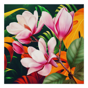 PÓSTER FLOR DA PLANTA NATURAL ELEGANTE