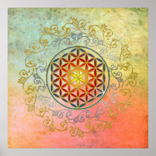 Poster Flor da Vida / Blume des Lebens - Ornamento IV BG