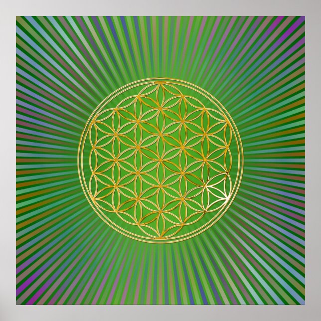 Poster Flor da Vida / Blume des Lebens - ouro (Frente)