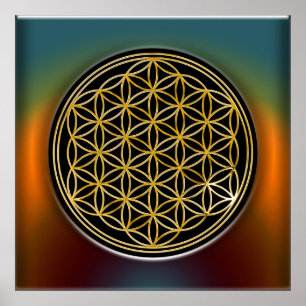 Póster Flor Da Vida / Blume des Lebens - Ouro