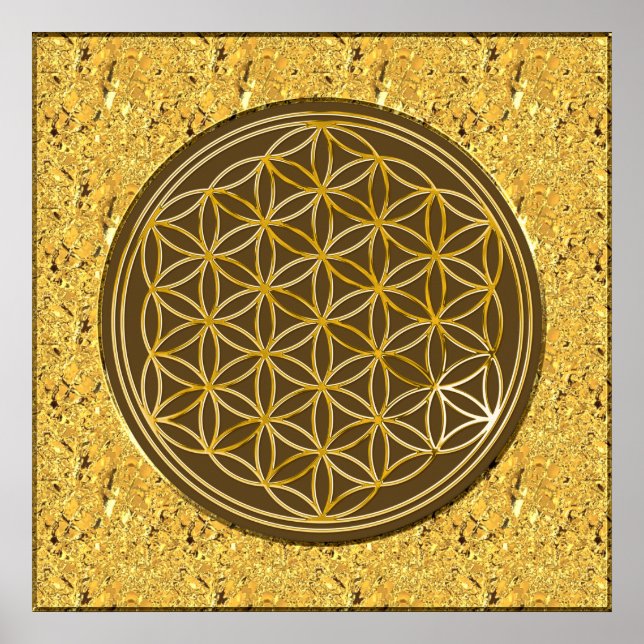 Póster Flor Da Vida / Blume des Lebens - Ouro (Frente)