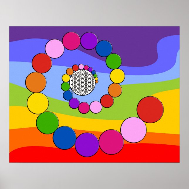 Póster Flor da Vida / Blume des Lebens - pontos espiritua (Frente)