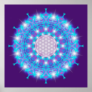 Póster FLOR DA VIDA/Blume des Lebens Stars Mandala