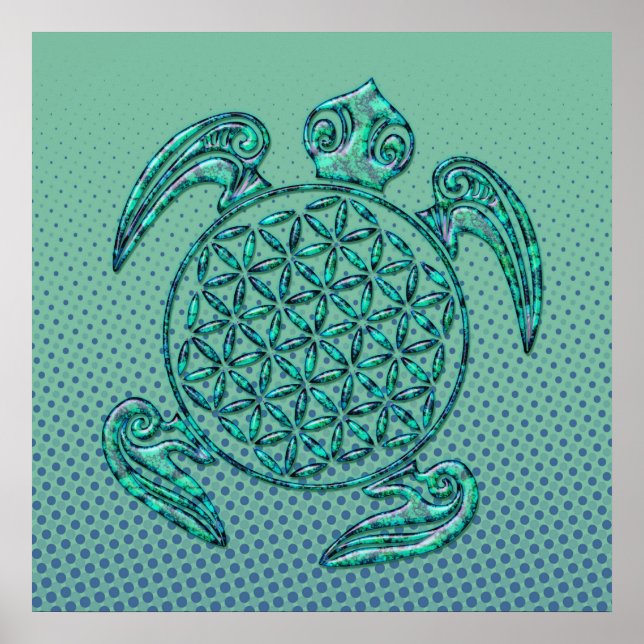 Póster Flor da Vida / Blume des Lebens tartaruga (Frente)