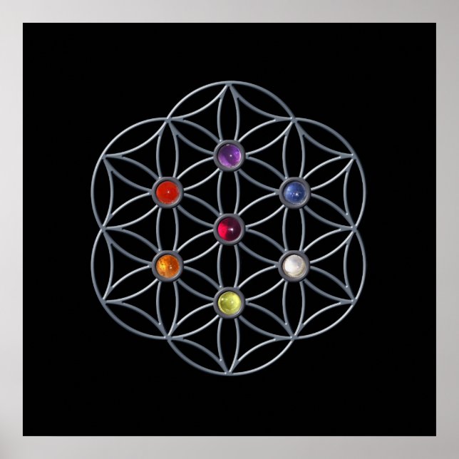 Poster Flor da Vida Chakra Gemstone (Frente)