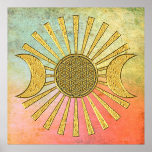 Poster Flor da vida com lua