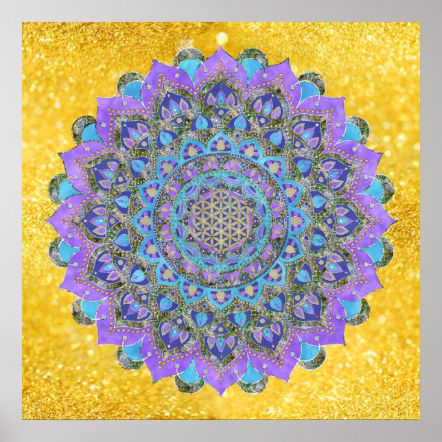 Poster Flor Da Vida - Estilo De Mandala Índia 2 (Frente)