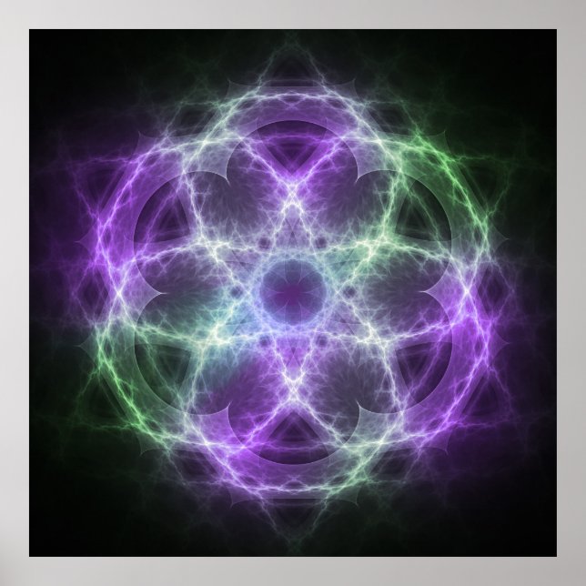 Póster Flor da Vida Fractal - Geometria Sagrada (Frente)