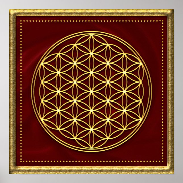Póster Flor da vida Gold - Flower of life - (Frente)