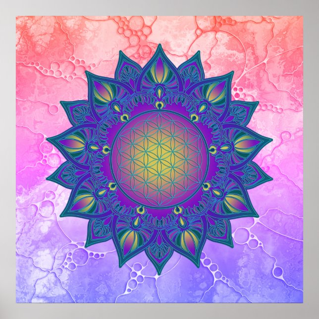 Poster Flor Da Vida - Índia Mandala 3 (Frente)