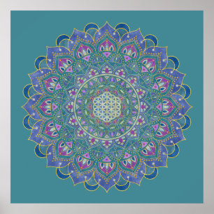 Poster Flor da Vida - Mandala Estilo Índia 1