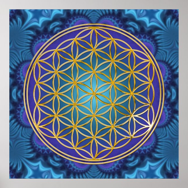 Poster Flor Da Vida - Ouro - Frente 1 (Frente)