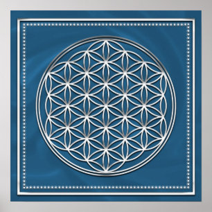Póster Flor da vida prata - Flower of life -
