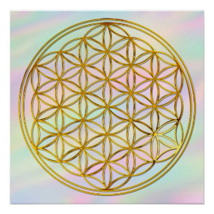Póster FLOR DA VIDA - Símbolo da Geometria Sagrada dourad