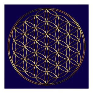 Póster FLOR DA VIDA - Símbolo da Geometria Sagrada dourad