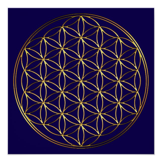 Póster FLOR DA VIDA - Símbolo da Geometria Sagrada dourad (Frente)