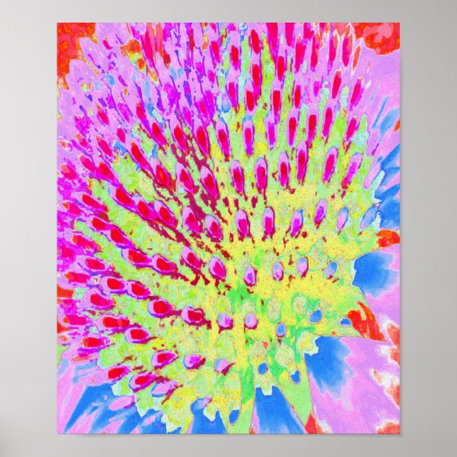 Poster Flor de Abstrato do arco-íris multicolor (Frente)