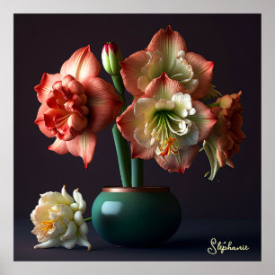 Poster Flor de Amarillis Branca Elegante