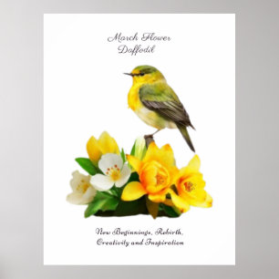 Poster Flor de Aniversário de Março - Daffodil Vibrante