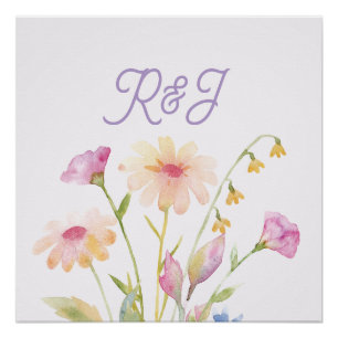 Póster flor de aquarela editável
