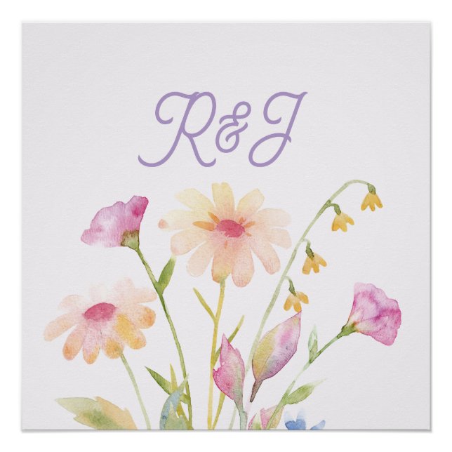 Póster flor de aquarela editável (Frente)