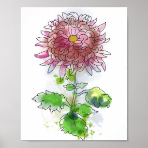 Poster Flor de aquarela, pintura moderna
