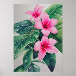 Poster Flor de Aquarela Rosa Frangipani