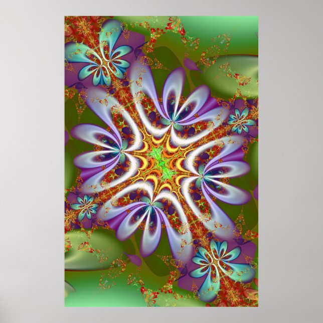Poster Flor de Arte Fractal (Frente)