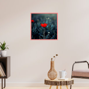 Poster Flor de Arte Vermelha Noite Escura Solidão