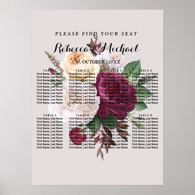Poster Flor de burgundy chic elegante (Frente)