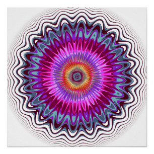 Póster Flor de Caleidoscópio Multicolorido