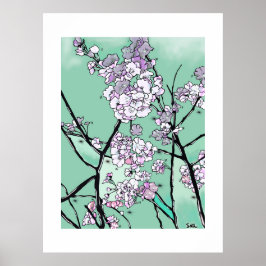 Poster Flor de Cerejeira ao Vento – Arte Floral Minimalis