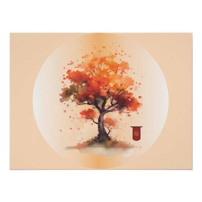 Póster Flor de Cerejeira Japonesa (Frente)