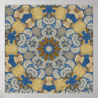 Póster Flor de estrela de moedas do mundo