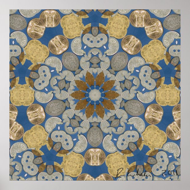 Póster Flor de estrela de moedas do mundo (Frente)